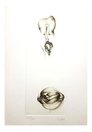 Fred Deux - Grey Surrealism VI - Signed Original Etching