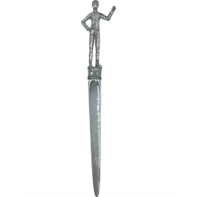 Metal Vintage the "21" Club New York Nyc Restaurant Equestrian Jockey Letter Opener Desk For Sale - Image 7 of 13