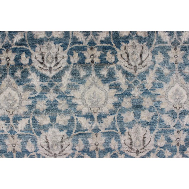 Textile Tabriz Rug With All-Over Design in Blue, Gray and Brown by Keivan Woven Arts For Sale - Image 7 of 11