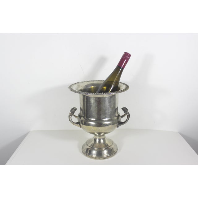 English Early 20th Century Wine Cooler, Patina, Indoor Planter, Kitchen Crock, Spoon Holder Made Usa Silverplate For Sale - Image 3 of 12