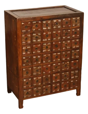 Antique Chinese Elm Wood Apothecary Cabinet With Multiple Drawers