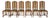 Mid 20th Century Set of Six Pegged Oak Mutton-Leg Dining Chairs with Striped Upholstery For Sale