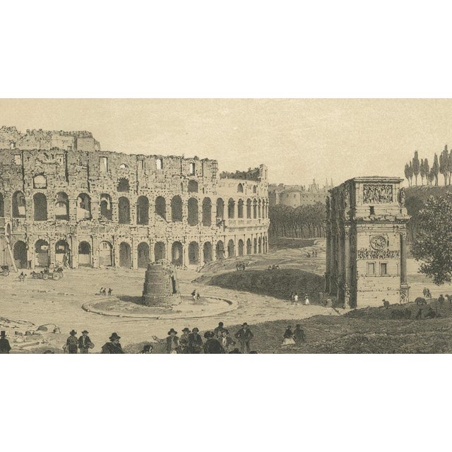 Paper After Bayot, Colosseum and Arch of Constantine, Rome, 1869, Lithograph For Sale - Image 7 of 10