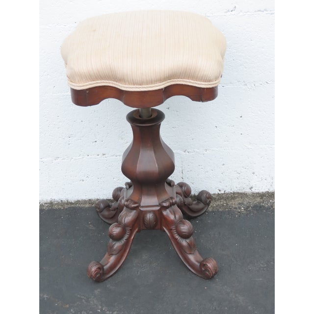 Empire Late 1800s Adjustable Swivel Piano Stool Ottoman 6414 For Sale In Miami - Image 6 of 13