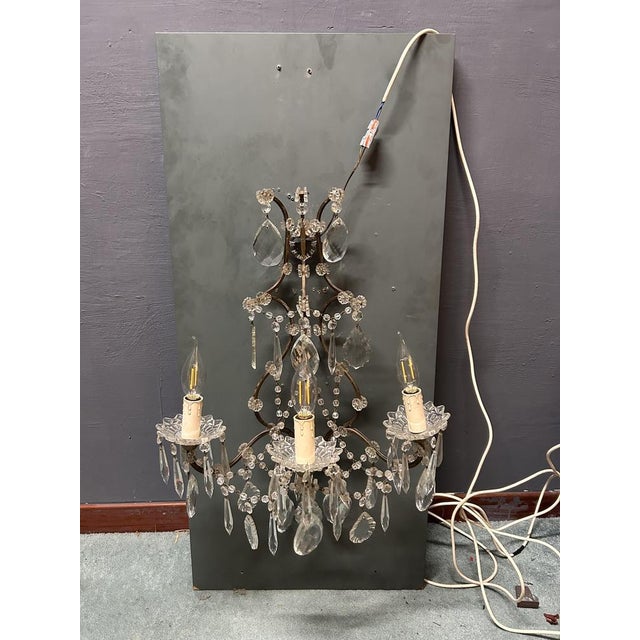 Vintage Crystal Wall Sconces, Italy, 1960s, Set of 2 For Sale - Image 9 of 12