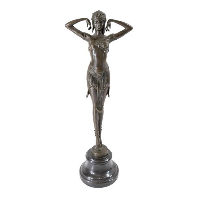 Mid-Century Bronze Orientalist Figure After Virtue by Demetre Chiparus For Sale