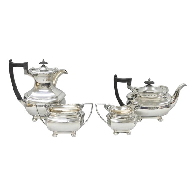 Antique Walker & Hall 53499 Art Deco Silver Plated Tea Service Set - 4 PCS For Sale