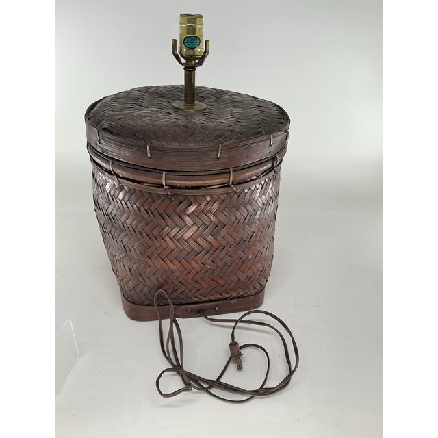 Vintage Table Lamp Made From Asian Basket For Sale - Image 12 of 12