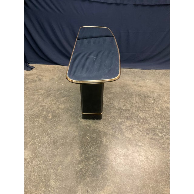 Late 20th Century Postmodern Sofa or Console Table With Mirror Top & Black Lacquered Pedestal Base For Sale - Image 4 of 12