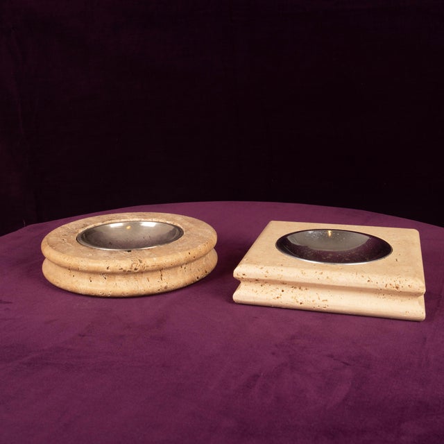 Stone Vintage Italian Travertine Ashtrays, 1970, Set of 2 For Sale - Image 7 of 18