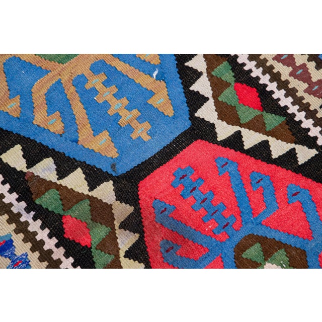 Vintage Kilim Handmade Flatweave Multicolor Tribal Motif Wool Runner For Sale In New York - Image 6 of 10
