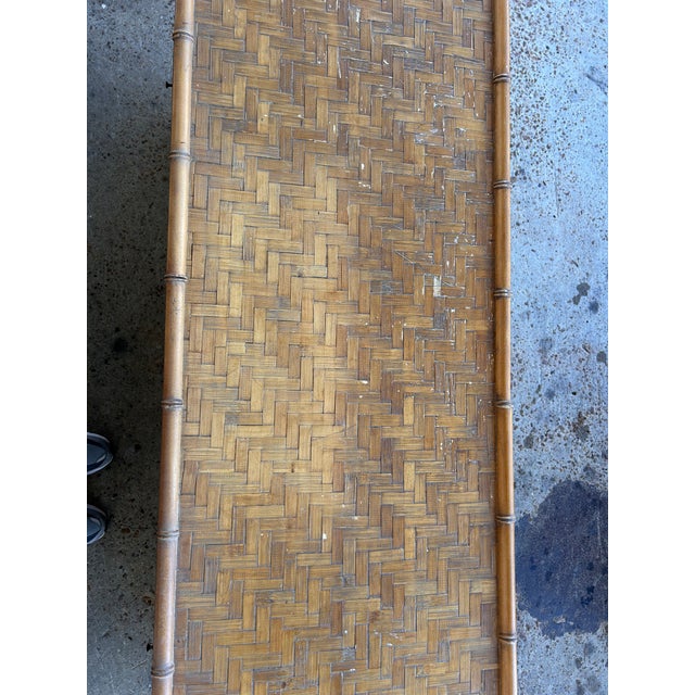 Brass 1980s Faux Bamboo Woven Reed Campaign-Style Dresser For Sale - Image 8 of 10