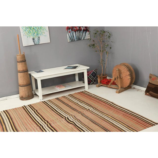 Mid 20th Century Decorative Striped Vintage Kilim Rug For Sale In Los Angeles - Image 6 of 7