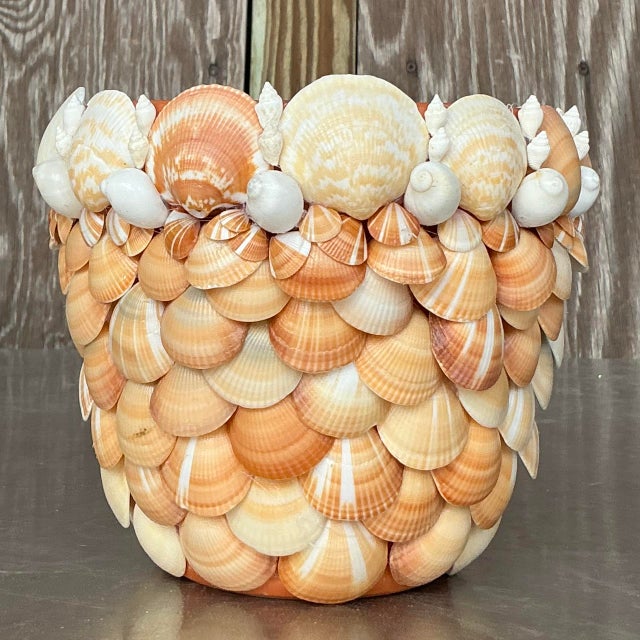 Vintage Coastal Shell Encrusted Planter For Sale - Image 4 of 4