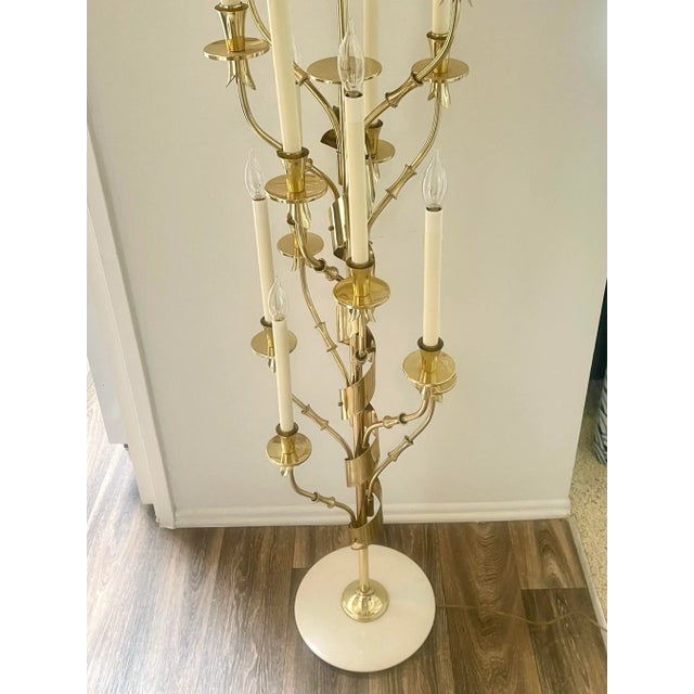 1950s Stilnovo Brass and Marble Candelabra Floor Lamp For Sale - Image 9 of 10
