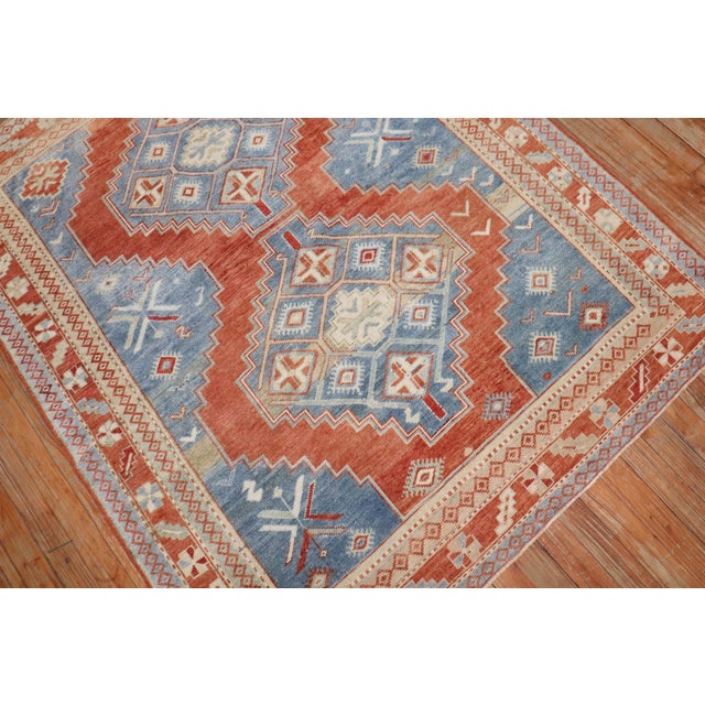 Textile Zabihi Collection Caucasian Kazak Square Accent Size Rug For Sale - Image 7 of 9