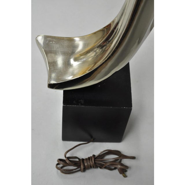 Vintage Mid Century Modern Laurel Style Sculptural Gunmetal Table Lamp For Sale - Image 10 of 11