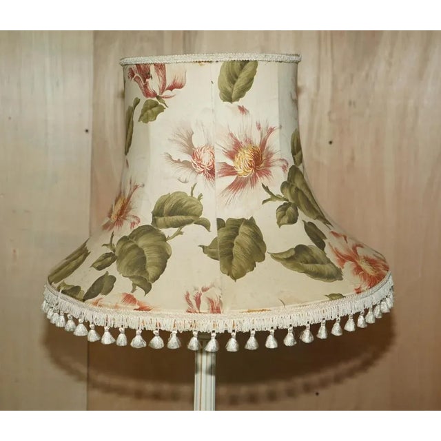 Brown Painted Floor Lamp with Vintage Floral Shade For Sale - Image 8 of 9