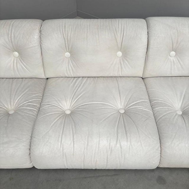 White Space Age White Leather Three Seat Lounge Sofa, 1970s For Sale - Image 8 of 18