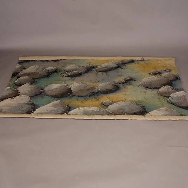 Julia Mitchell, Very Large Hand Woven Wool Tapestry "Boulders II" River Stones, 1982 For Sale - Image 4 of 6