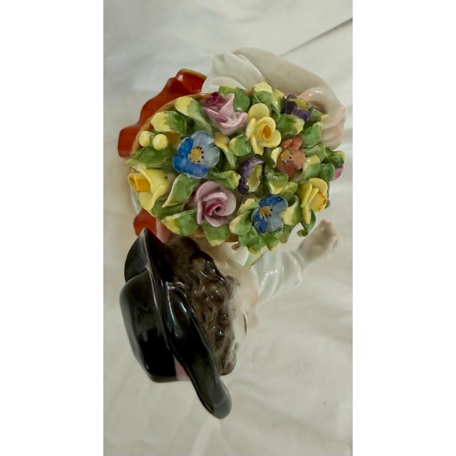 Pair of Volkstedt German Porcelain Flower Seller Figurines For Sale - Image 9 of 12