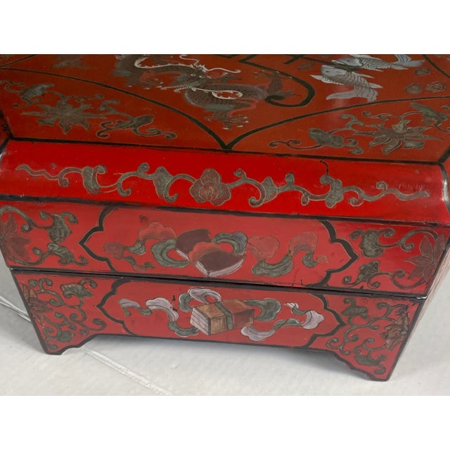 Vintage Red Lacquer Dragon Box For Sale In Los Angeles - Image 6 of 10
