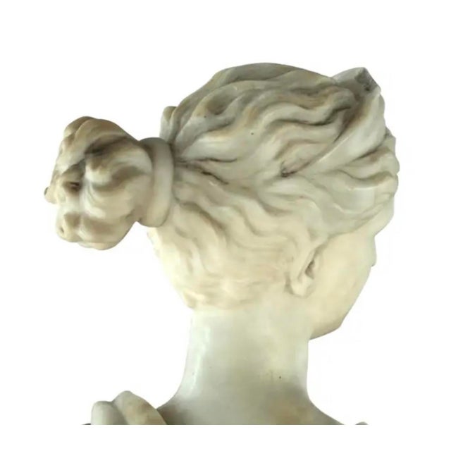 White Italian Neoclassical Marble Bust of Diana, 19th Century, Italy Grand Tour For Sale - Image 8 of 14
