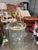 Hollywood Regency 1980s Monumental 4-Foot Hollywood Regency Brass & Beveled Glass 6-Light Cylinder Foyer Chandelier For Sale - Image 3 of 4