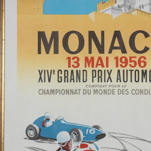 Vintage 20th Century Framed 1956 Monaco Grand Prix Poster by Jean Ramel, 1985 For Sale - Image 9 of 15