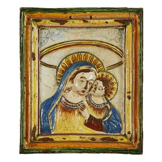 Madonna and Child Glazed Terracotta Panel, 1600 For Sale