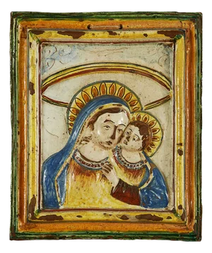 Madonna and Child Glazed Terracotta Panel, 1600