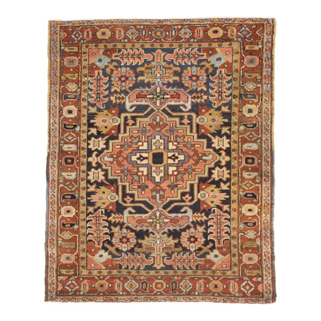 Antique Persian Heriz Rug 3’7" X 4’6” For Sale