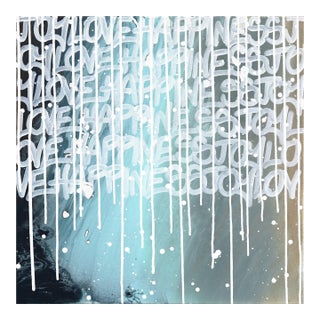 Joyful Love - Cool Tone Mixed Media Street Graffiti Inspired Artwork Original Artwork by Amber Goldhammer For Sale