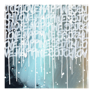 Joyful Love - Cool Tone Mixed Media Street Graffiti Inspired Artwork Original Artwork by Amber Goldhammer