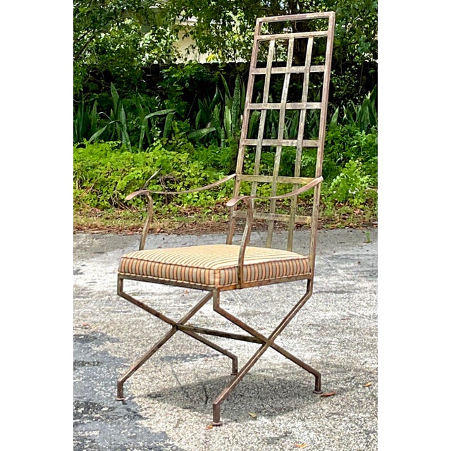 Vintage Boho Patinated Wrought Iron Chair For Sale - Image 11 of 11