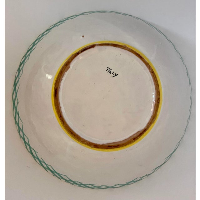 Vintage Italian Hand Painted Large Botanical Themed Ceramic Decorative Bowl For Sale - Image 11 of 12