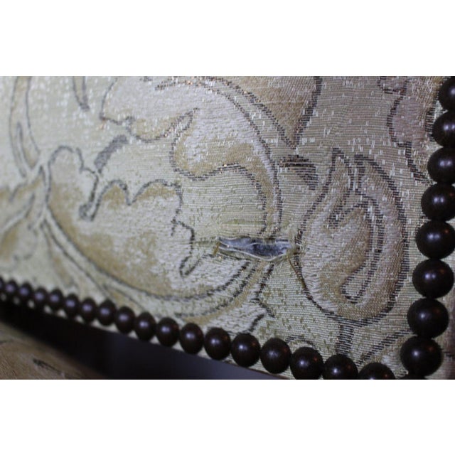 Antique French Louis XIV Style Nail Head Upholstered Arm Chairs - Set of 2 For Sale - Image 9 of 14