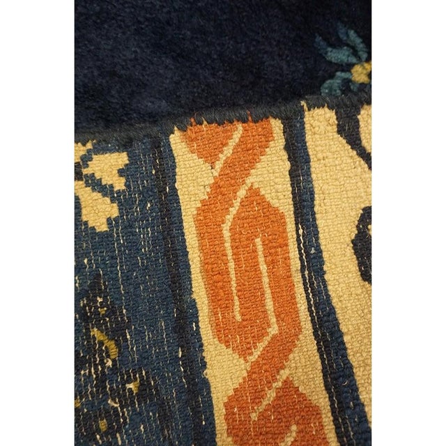 1920s Antique Traditional Floral Chinese Peking Hallway Runner Blue Knotted Rug For Sale In New York - Image 6 of 7