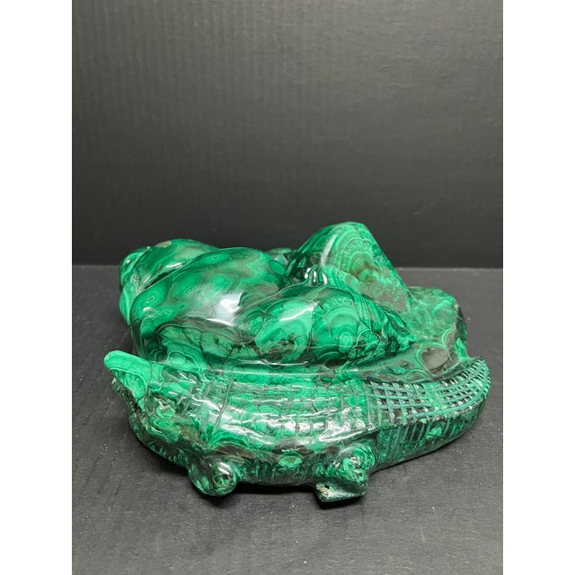 ITEM NAME: Carved Solid Malachite Stone Animal Sculpture ORIGIN: China AGES: Late 20th Century MATERIALS: Malachite Stone...