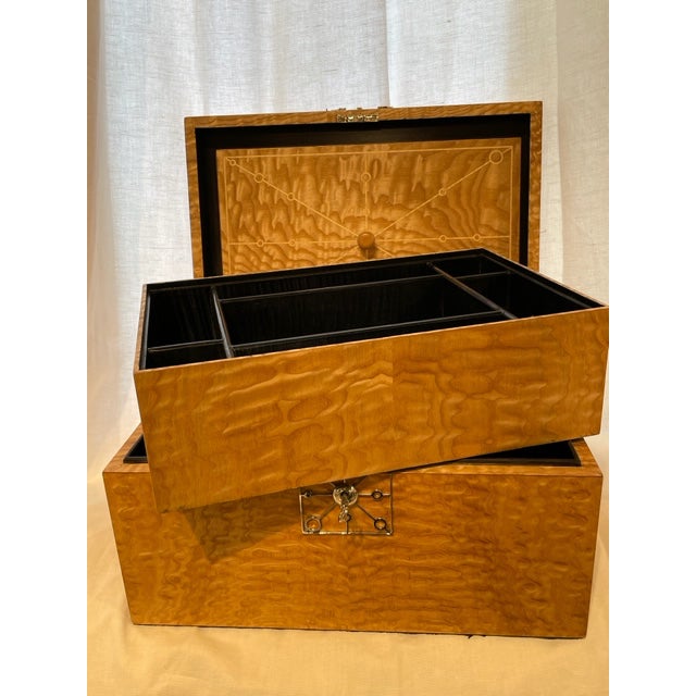 Brown Burl Wood Jewlery Box For Sale - Image 8 of 13