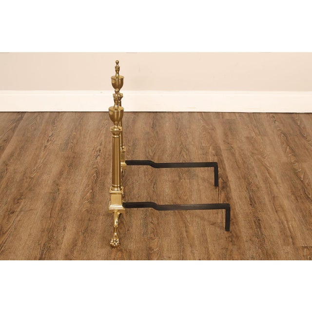 Brass Federal Style Pair Of Brass Andirons For Sale - Image 8 of 18