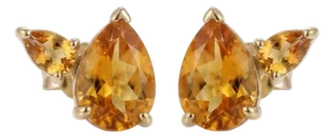 Natural Yellow Citrine Earrings | Double Pear Cut Citrine Studs | Minimalist Gold Earrings | November Birthstone - A Pair