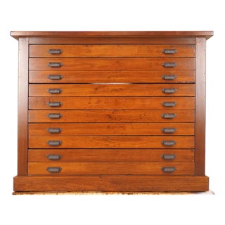Antique Victorian Ten Drawer Flat File Cabinet For Sale