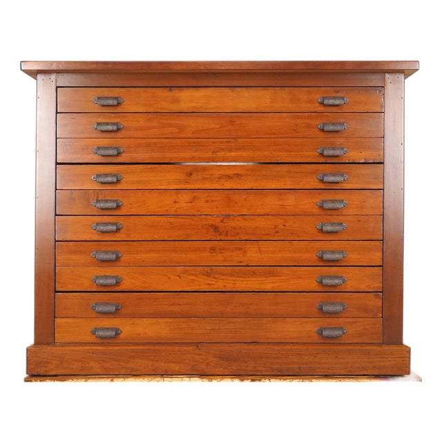 Antique Victorian Ten Drawer Flat File Cabinet For Sale