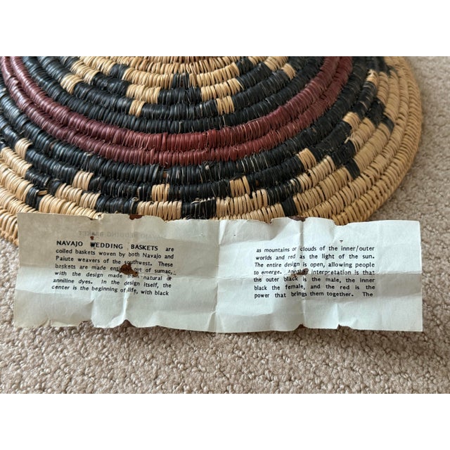 Exquisite Vintage Navajo Wedding Basket — 16” Southwestern Native American Coiled Basket For Sale - Image 4 of 12