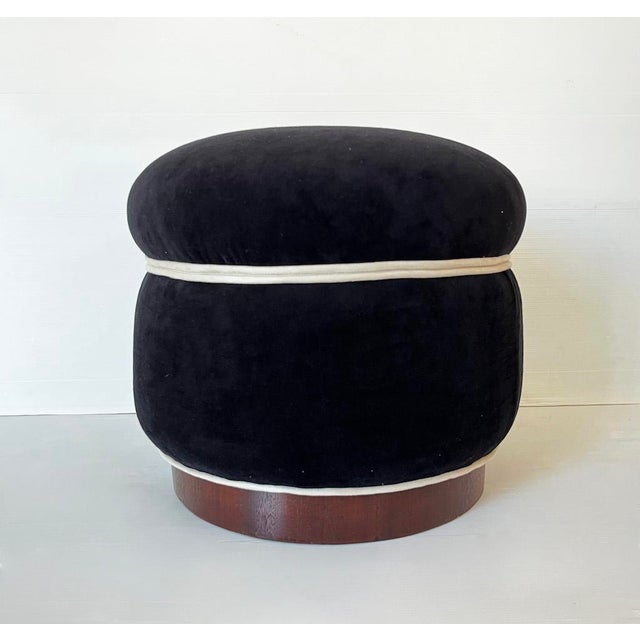 Round Deco Pouf, 1940s For Sale - Image 5 of 6