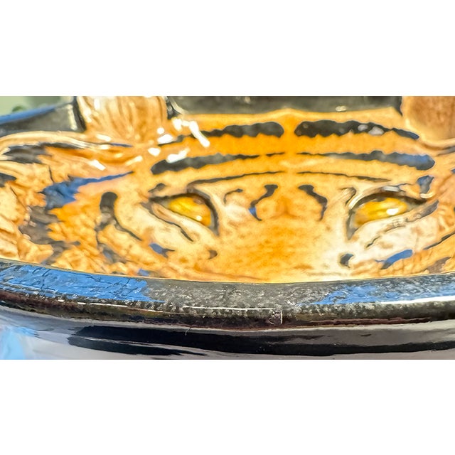 Vintage Italian Taste Setter Sigma Hand-Painted Tiger Face Ceramic Bowl/Sculptural Dish For Sale - Image 10 of 10