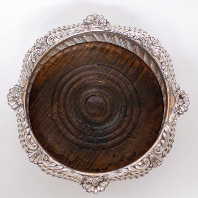 Silver Pair of Large Antique English Silver on Copper Gadrooned Wine Coasters For Sale - Image 8 of 10