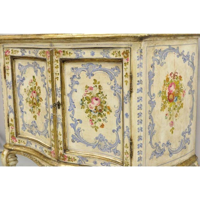 19th C. Italian Venetian Hand Painted Demilune Buffet Cabinet With 3 Drawers For Sale - Image 12 of 12