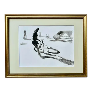 Original Ink Watercolor Wash "New York Minute" by Tom Christopher
